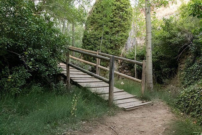 Imagen de un puente de madera en el Paseo Fluvial Río Guadalaviar